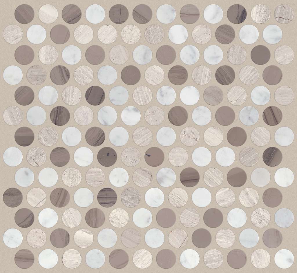 Chateau Penny Round Mosaic Tile & Stone - Bian/carr/rock/urb Gy  Swatch Image 