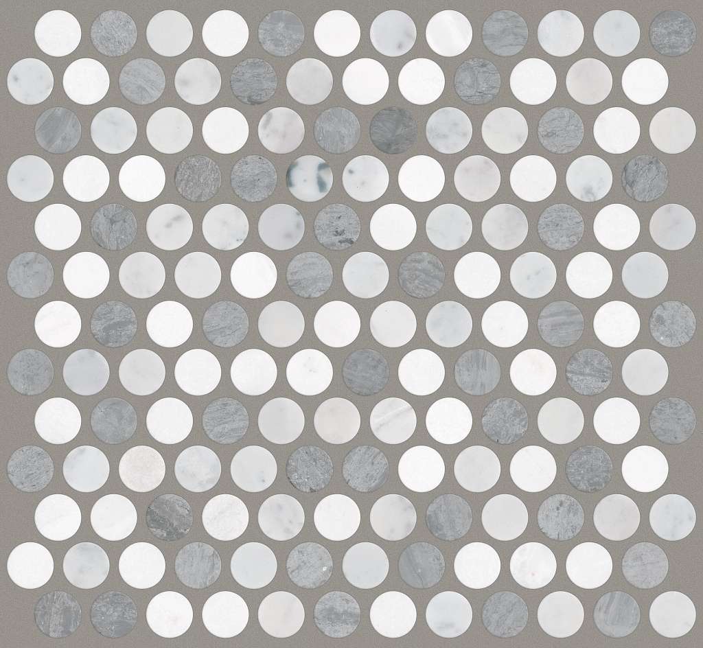 chateau penny round mosaic cs29z - bian carr blu grigio Tile and 