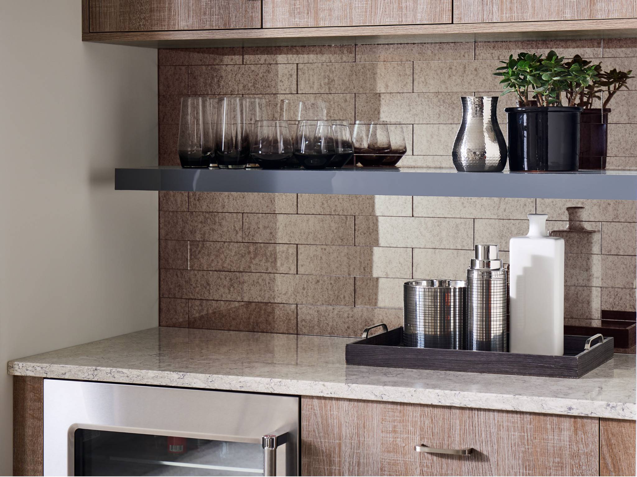 Style - Lucerne 3x12 Antique Mirror Tile,  Color - ANTIQUE BRONZE - Room Scene