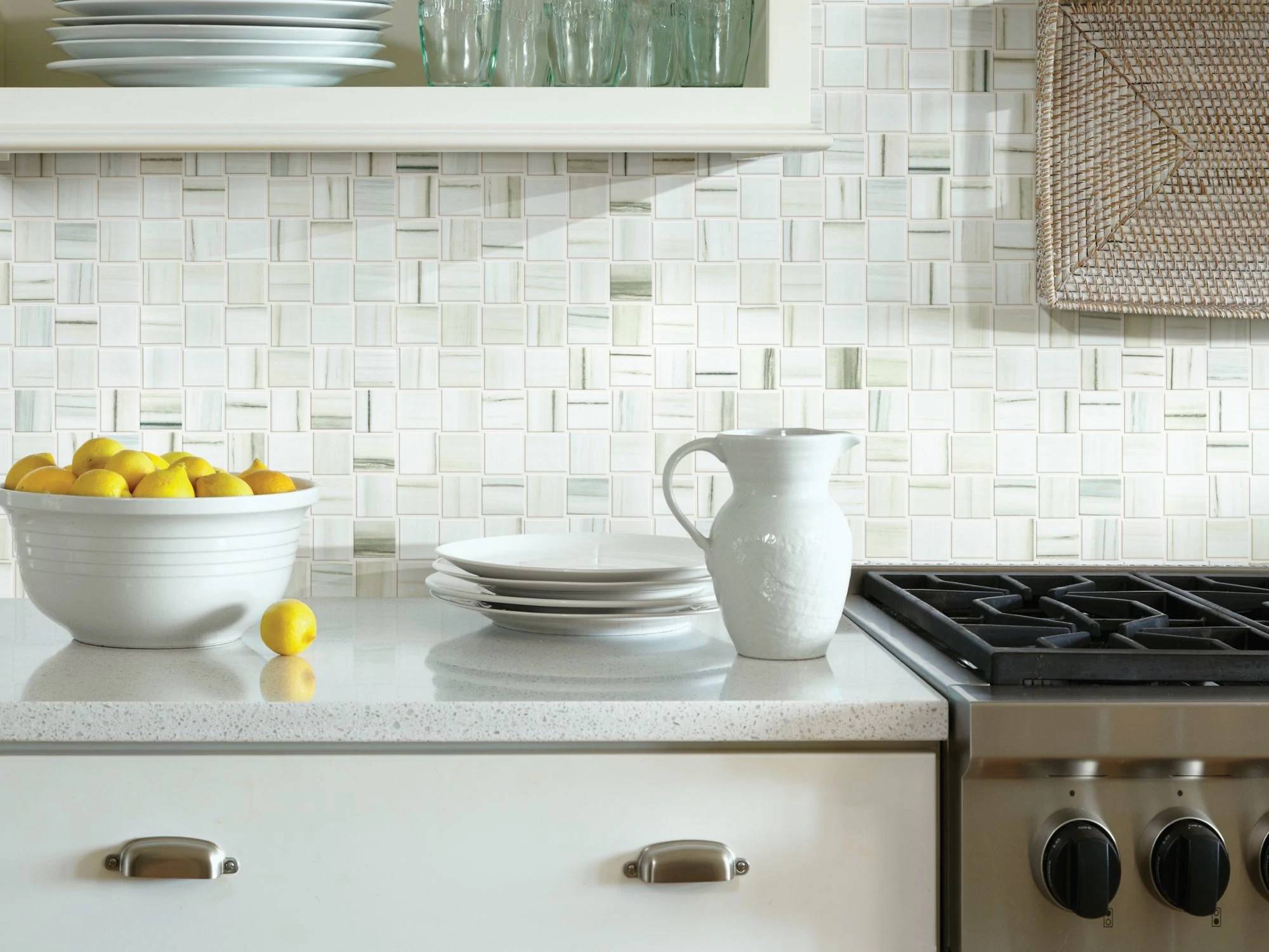 Style - Casino 2x2 Basketweave Mosaic Matte,  Color - ZEBRINO - Room Scene