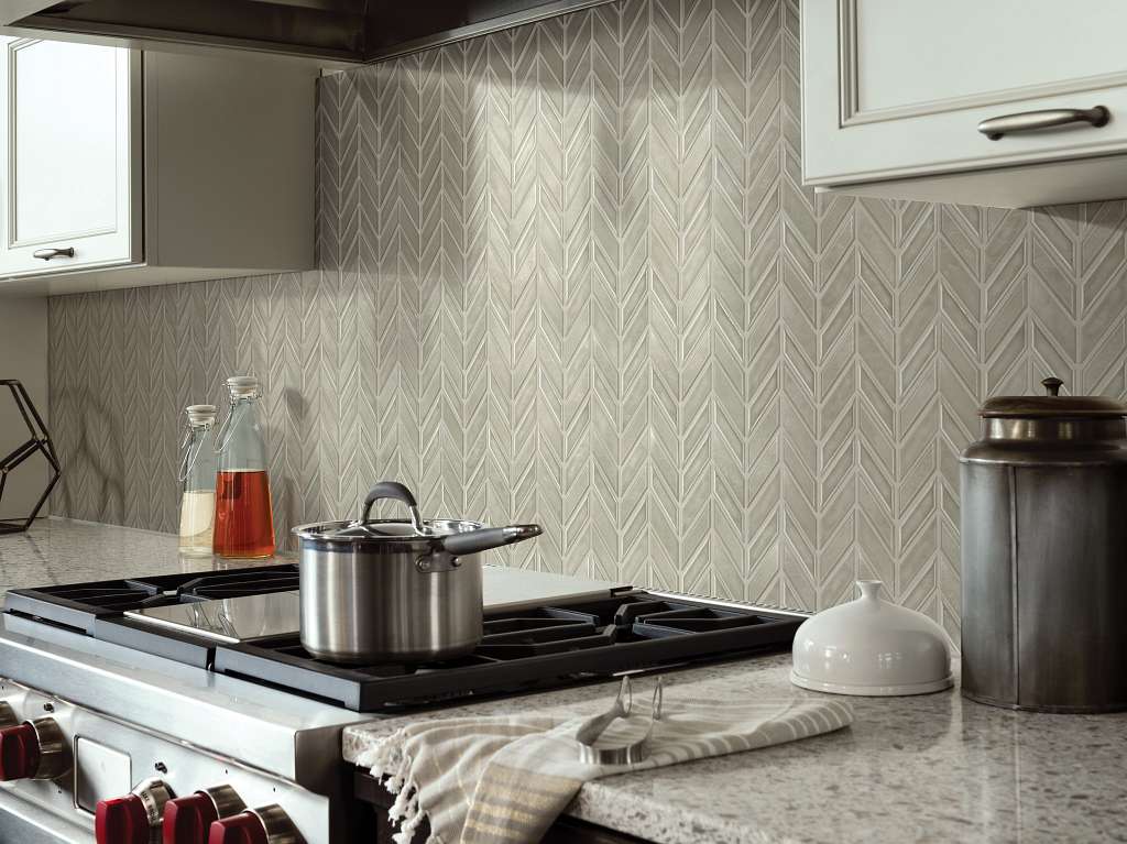 Geoscapes Chevron Tile & Stone - Taupe Room Scene Image