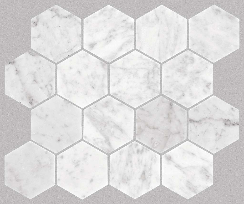 Chateau Hexagon Mosaic Tile & Stone - Bianco Carrara  Swatch Image 