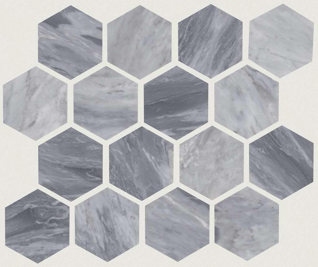 Chateau Hexagon Mosaic Tile & Stone - Bardiglio Cloud  Swatch Image 