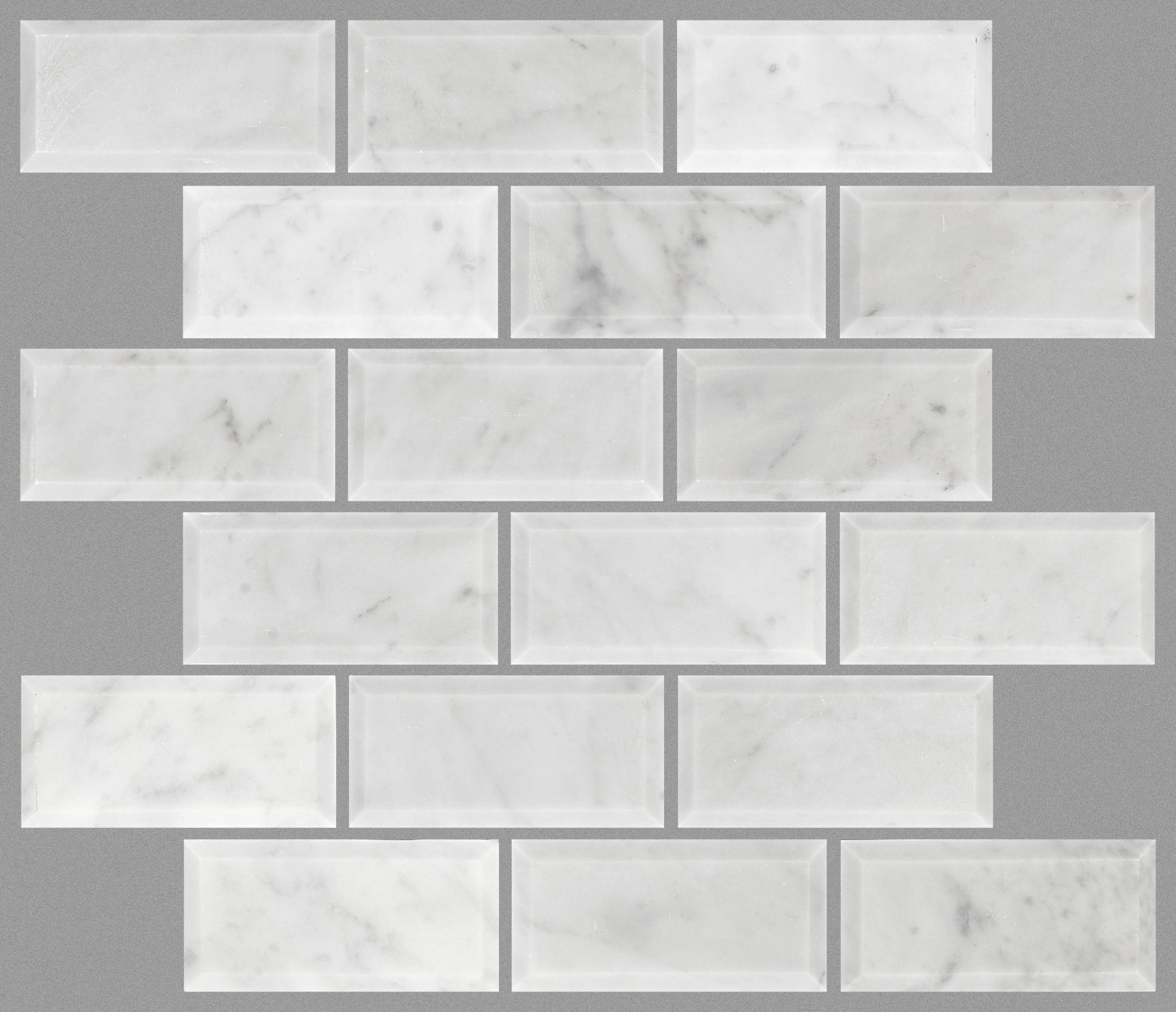 Style Chateau 2x4 Beveled Edge Mosaic Tile & Stone - Bianco Carrara Swatch
