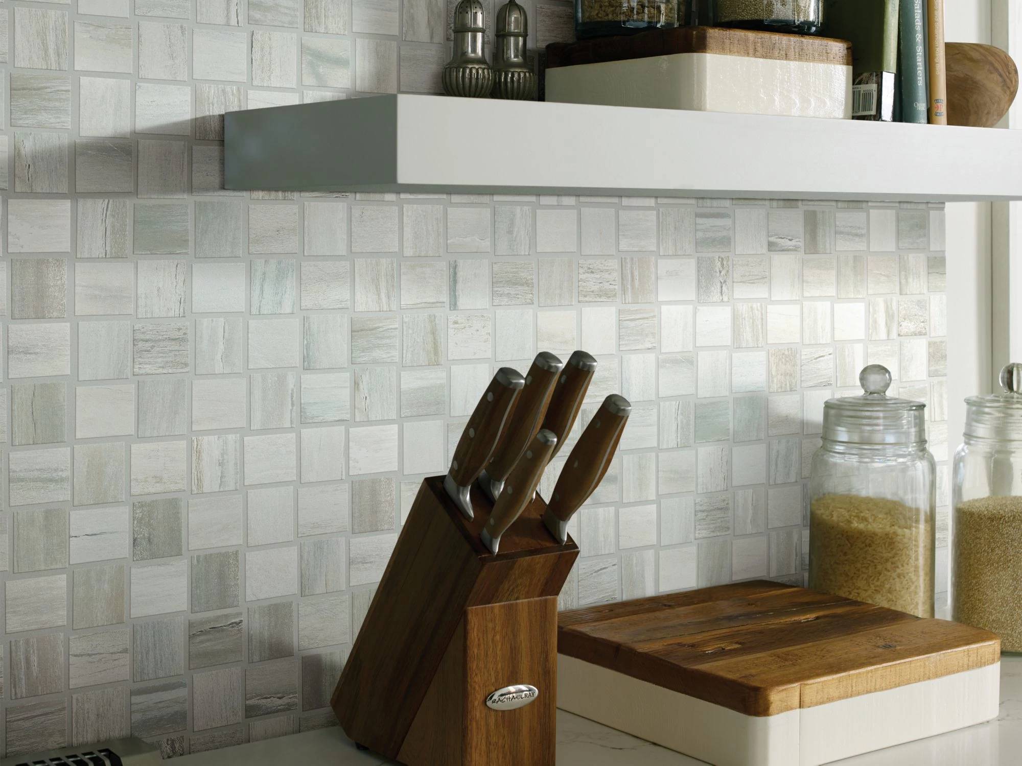 Style - Current Bw Mosaic,  Color - WHITE WATER - Room Scene