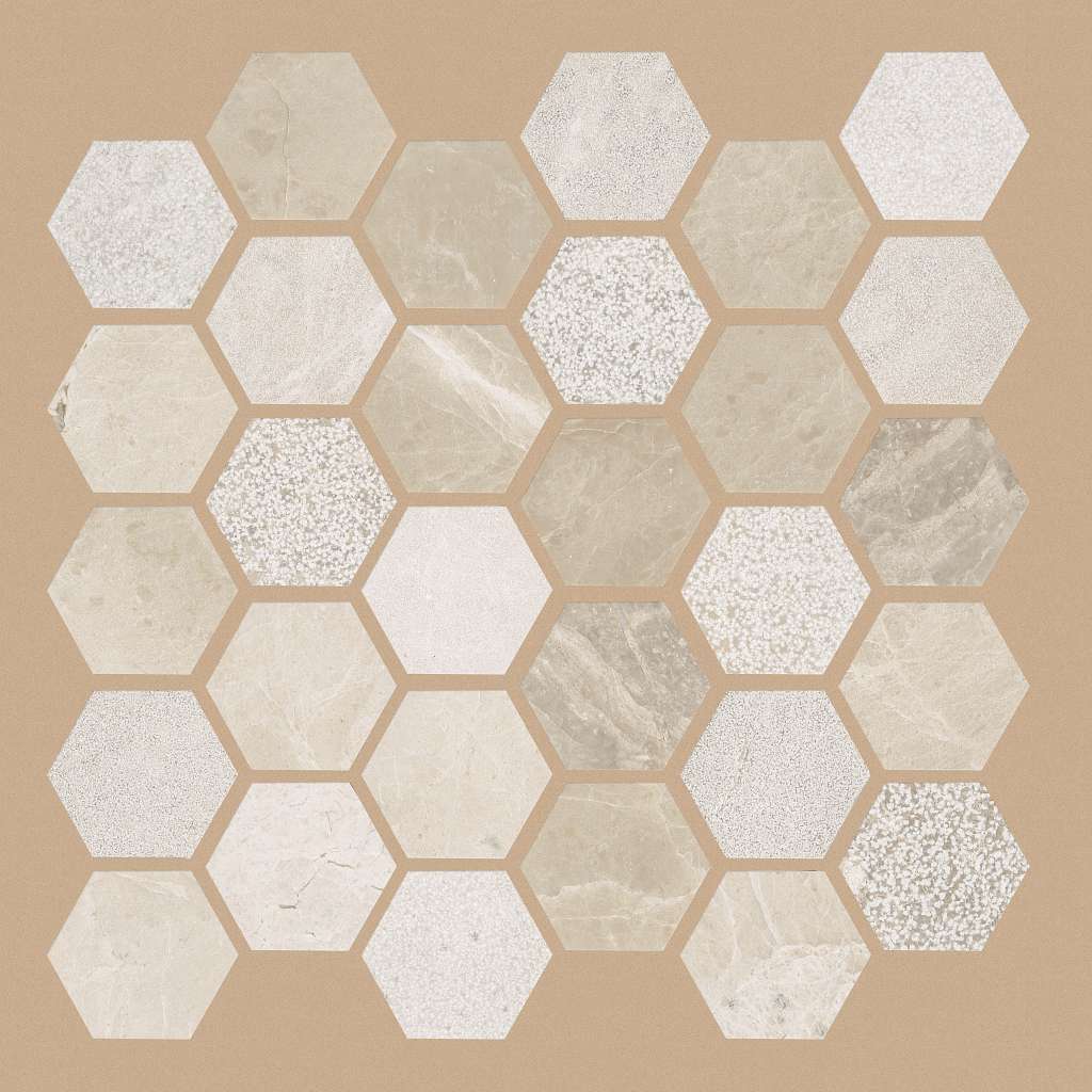 Boca Hexagon Textured Mosaic Tile & Stone - Coastal  Swatch Image 