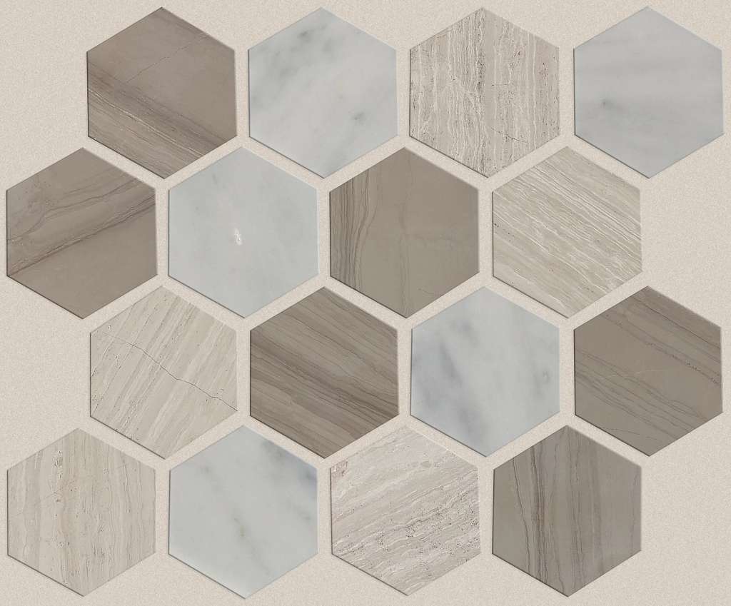 Pearl Mosaic Hexagon Mosaic Tile & Stone - Bianco C Rockw  Swatch Image 