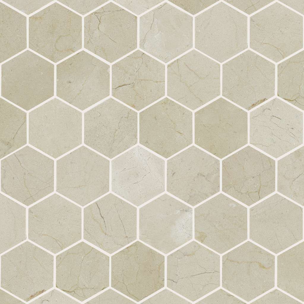Pearl Mosaic Hexagon Mosaic Tile & Stone - Crema Marfil  Swatch Image 