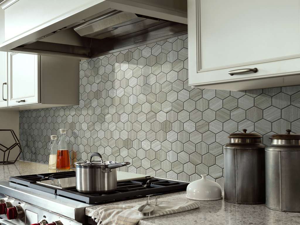 Pearl Mosaic Hexagon Mosaic Tile & Stone - Rockwood Room Scene Image