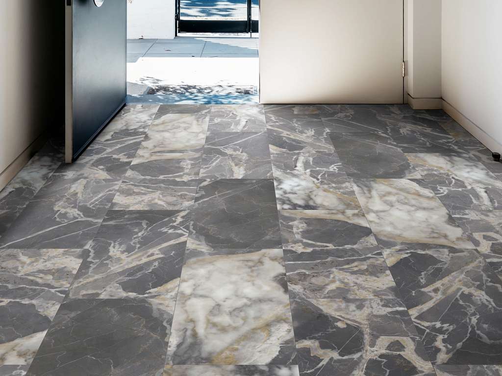 Uplifting Tile Vinyl - Marquina Room Scene Image