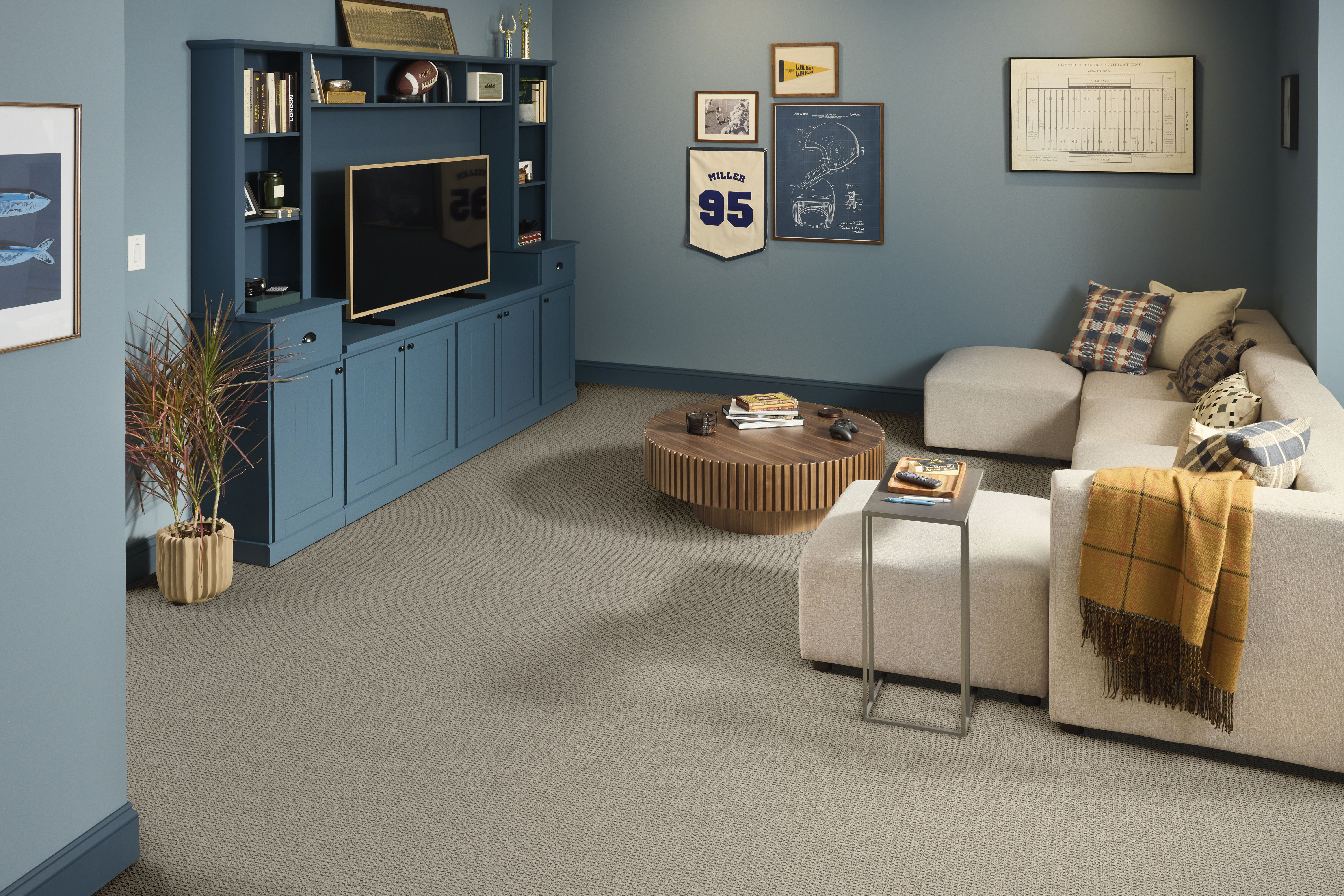 KNITTED TONE BLUE TWILIGHT TAUPE ROOM