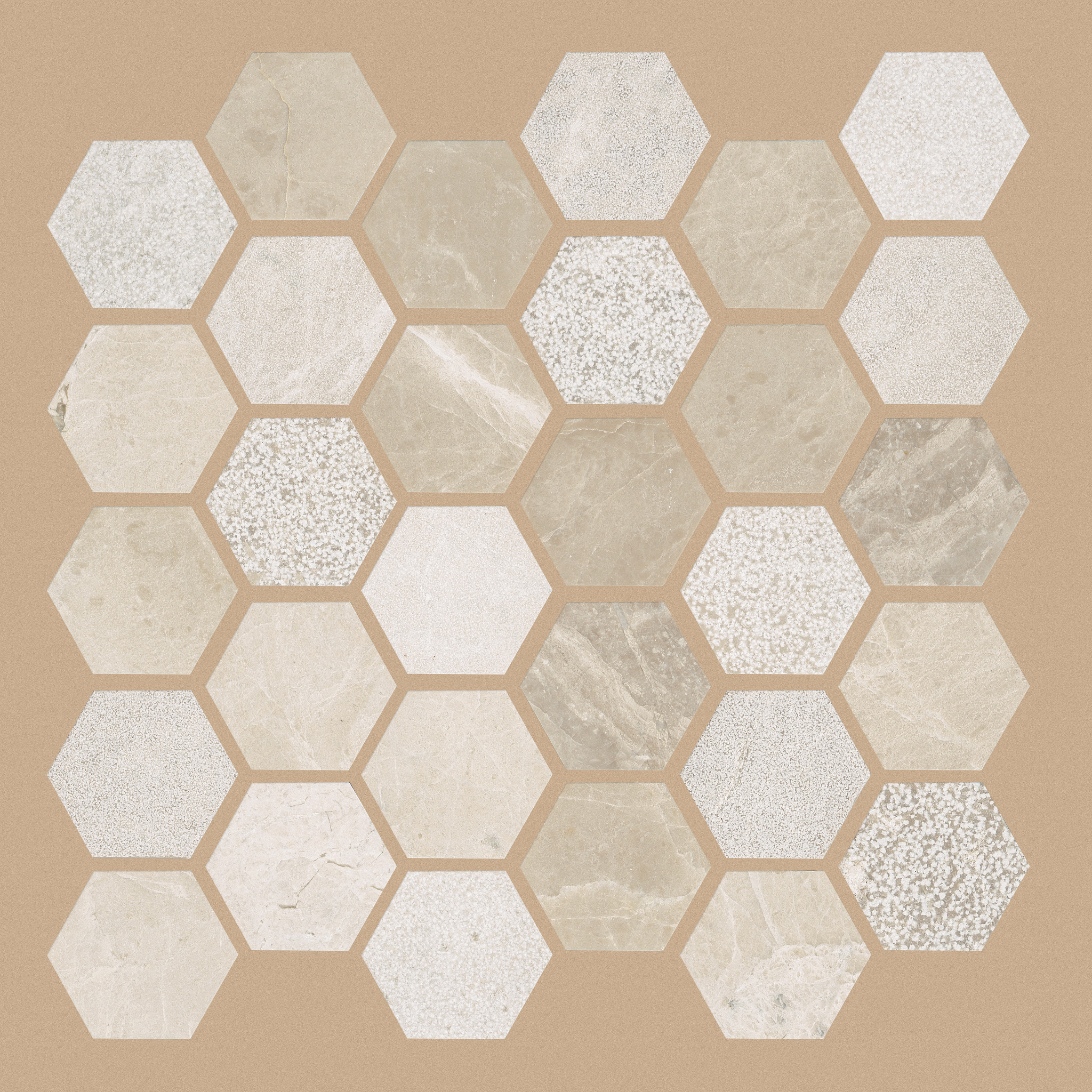 Del Ray Hexagon Textured Mosaic - Coastal - TGN18_00210