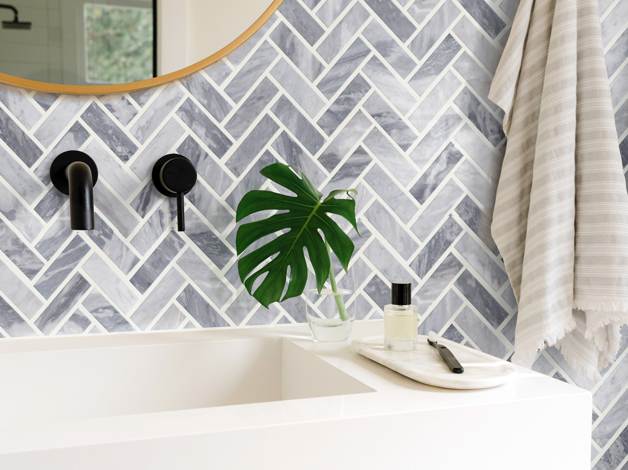 Estate Herringbone Mosaic - Bardiglio Cloud - TGN88_00400