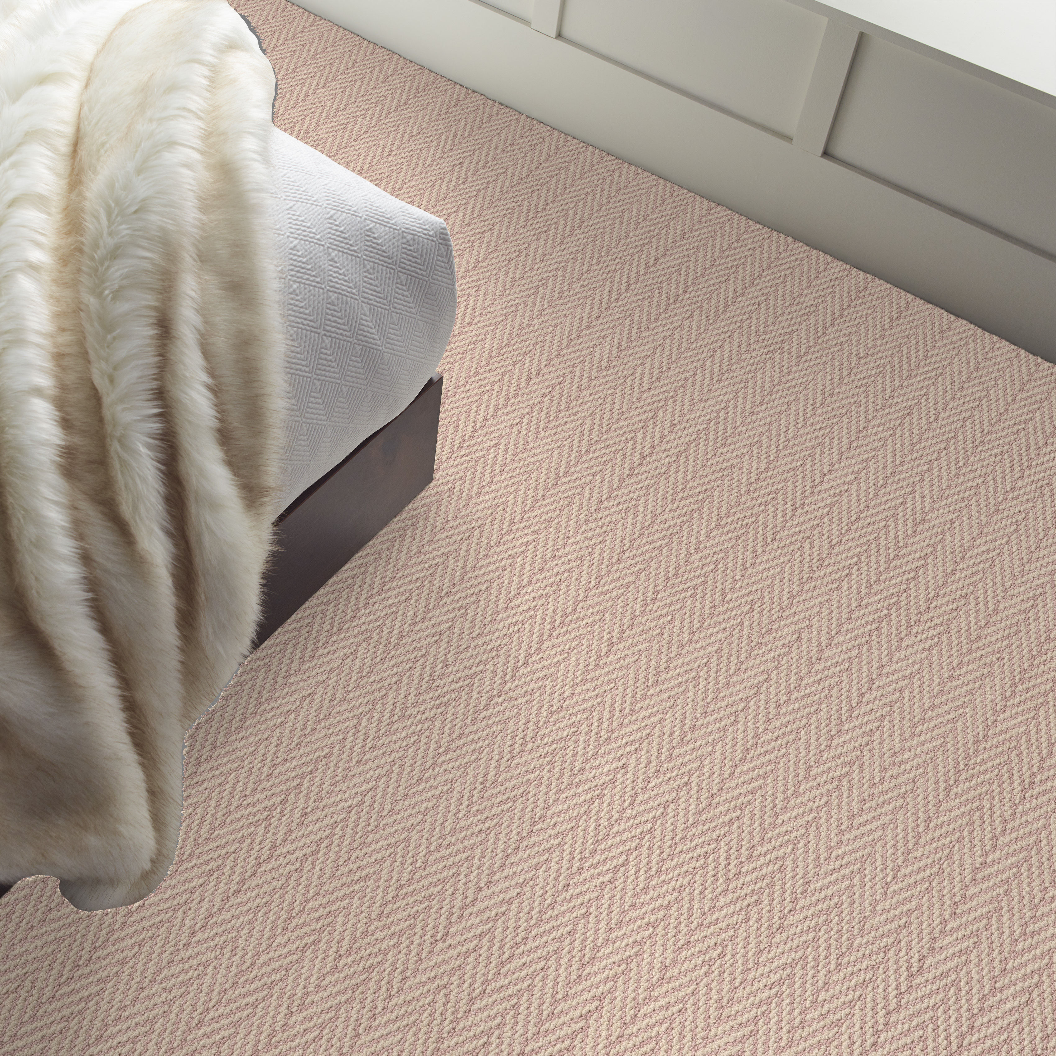 Shaw Property Solutions Textured Carpet Victoria Falls ZB877 Sweet Pink in Bedroom
